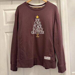 Life Is Good Brown/Red Fleece Family Tree Crewneck Sweatshirt Womens Size Large